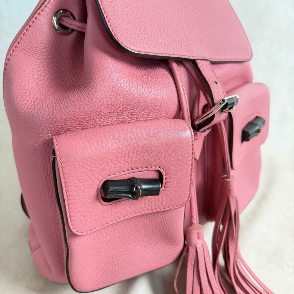 Gucci Pink Leather Bamboo Tassel Backpack | Authentic | Made in Italy - Picture 5 of 17